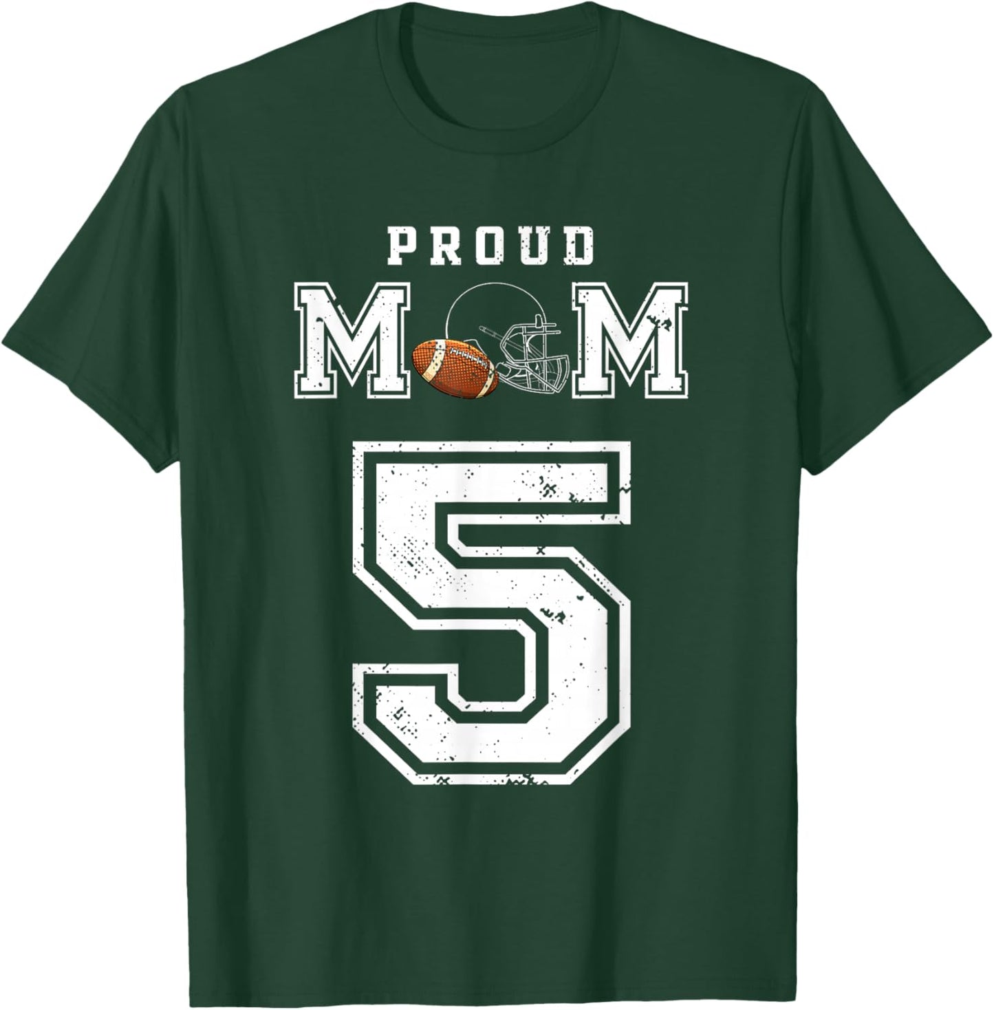 Custom Proud Football Mom Number 5 Personalized T-Shirt - T-Shirt | Forest