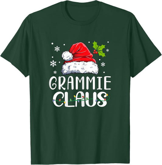 Matching Family Christmas Pajama Xmas Lights Grammie Claus T-Shirt - T-Shirt | Forest