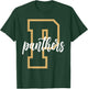 Panthers Letter Gold Panther Pride School Spirit Game Day T-Shirt - T-Shirt | Forest