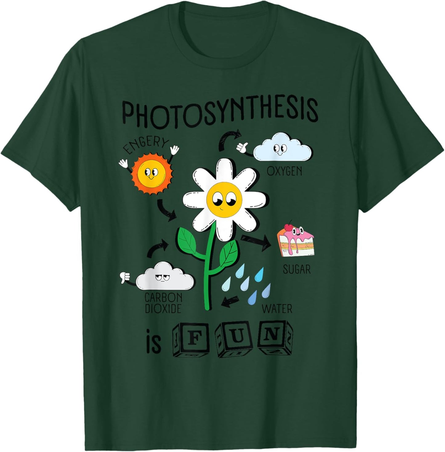 Photosynthesis is Fun Cartoon Plants Teacher Graphic Men Women Girls Kids T-Shirt - T-Shirt | Forest