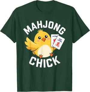 Mahjong Chick Chinese Board Game Player T-Shirt - T-Shirt | Forest