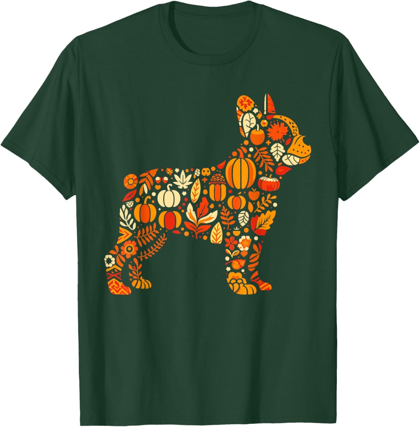 Autumn Pumpkin French Bulldog Thanksgiving Kids T-Shirt - T-Shirt | Forest