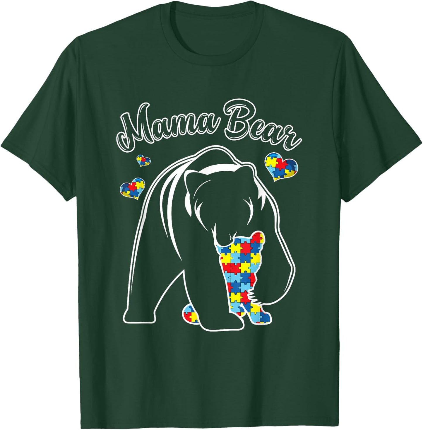 Cute Mama Bear Autism Awareness Autistic Family Lover T-Shirt - T-Shirt | Forest
