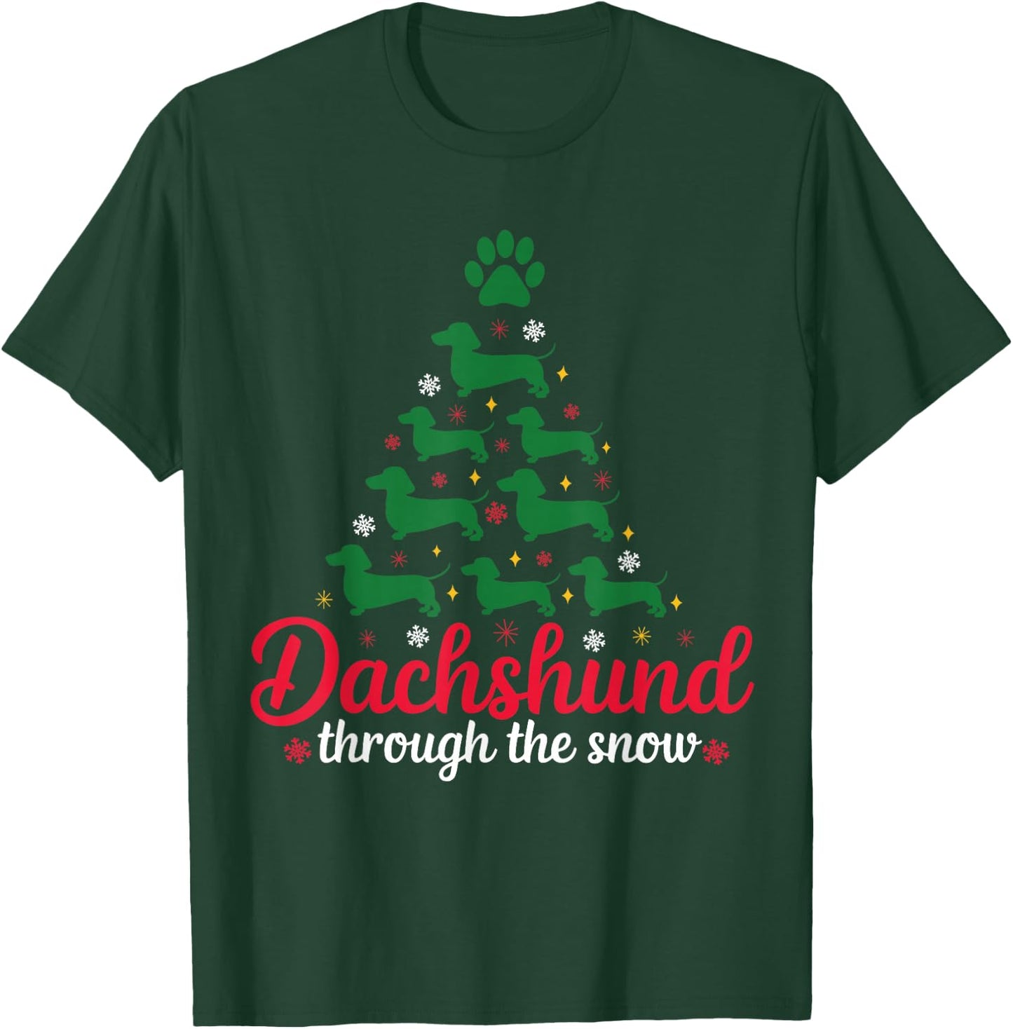 Funny Dachshund Christmas Dog tree Dachshund Xmas T-Shirt - T-Shirt | Forest