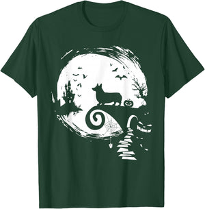 Corgi Dog and Moon Halloween Costume Dog Lover Funny T-Shirt - T-Shirt | Forest