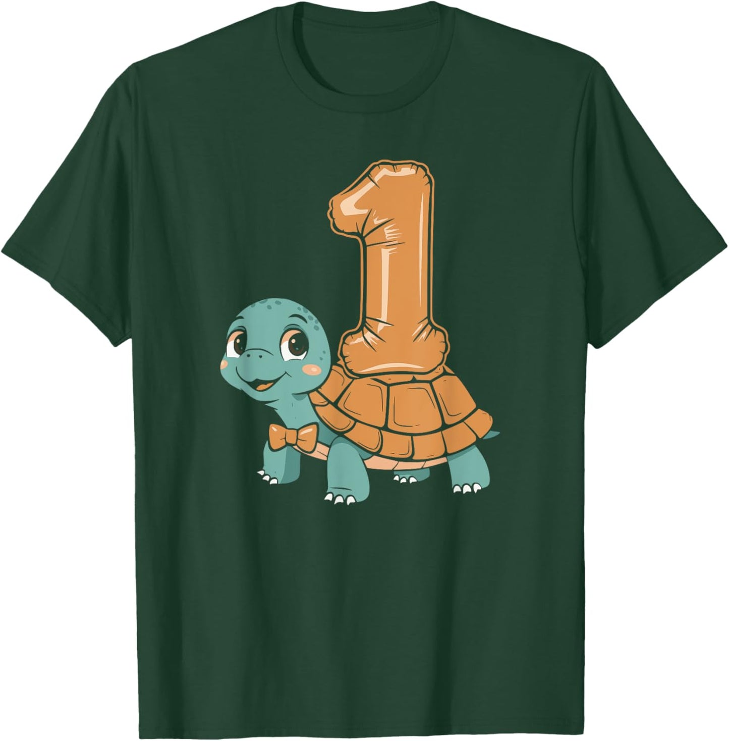 Cute Turtle With Balloon 1st Birthday Design For Kids T-Shirt - T-Shirt | Forest