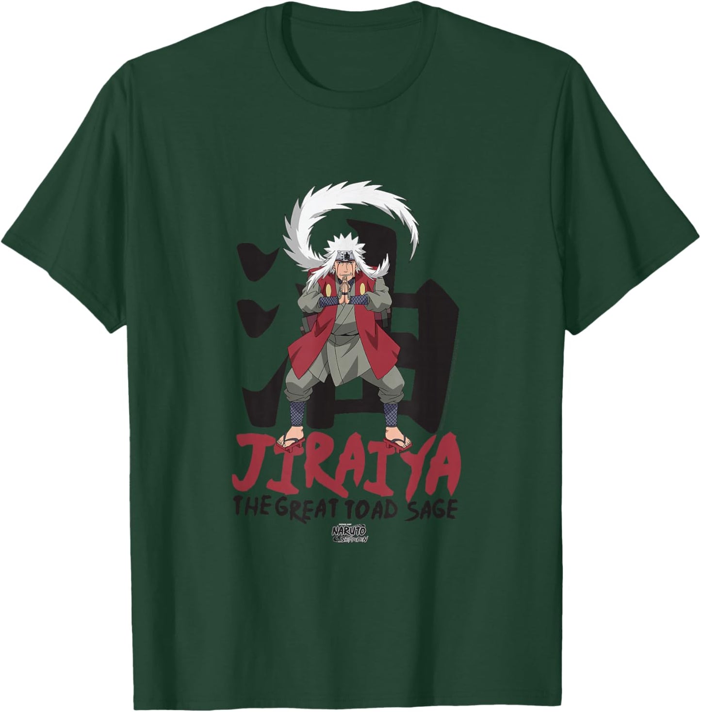 Naruto Shippuden Jiraiya Large Toad Sage with Kanji Anime T-Shirt - T-Shirt | Forest
