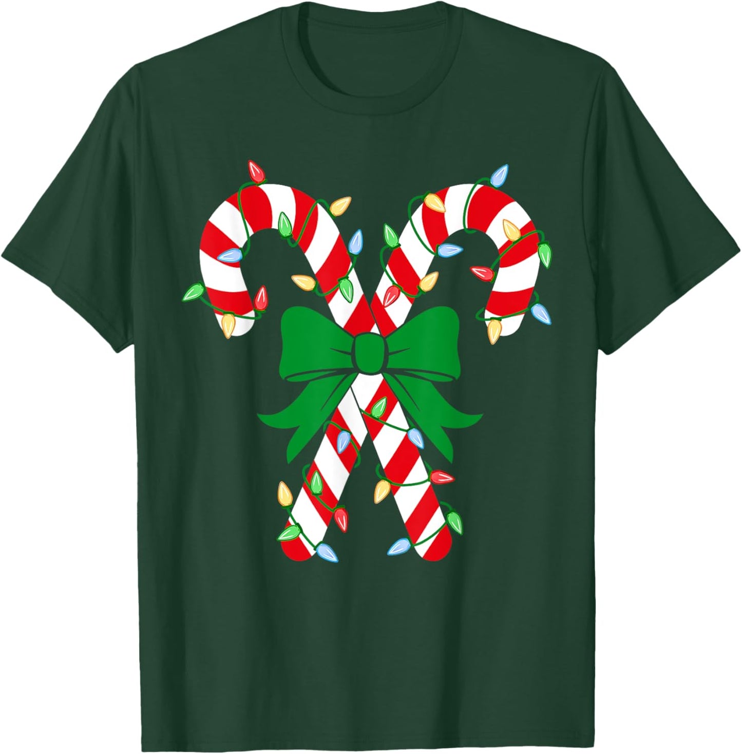 Candy Cane Crew Christmas Lights Family Matching Pajamas T-Shirt - T-Shirt | Forest
