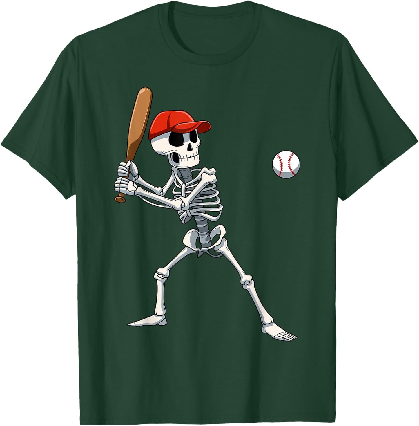 Baseball Skeleton Halloween Skeleton Playing Baseball T-Shirt - T-Shirt | Forest