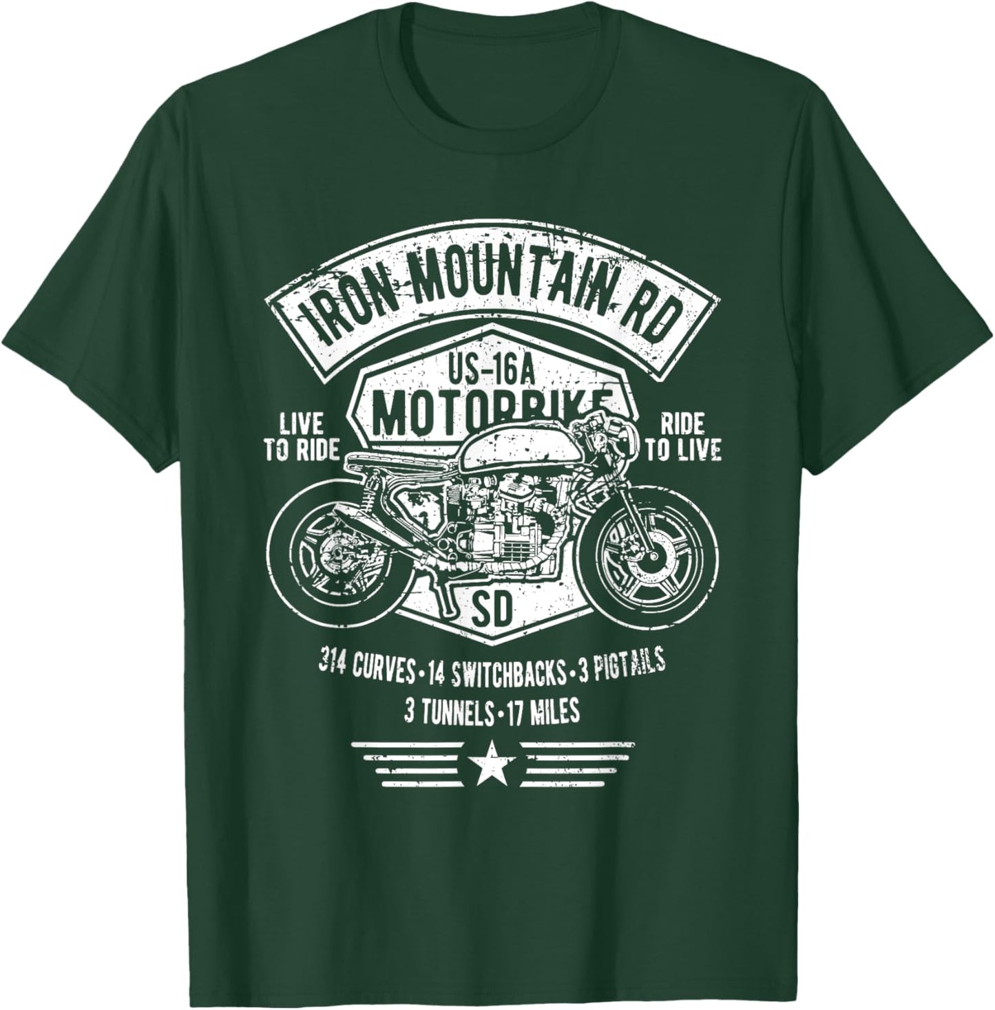Iron Mountain Road US-16A South Dakota Motorcycle Design T-Shirt - T-Shirt | Forest