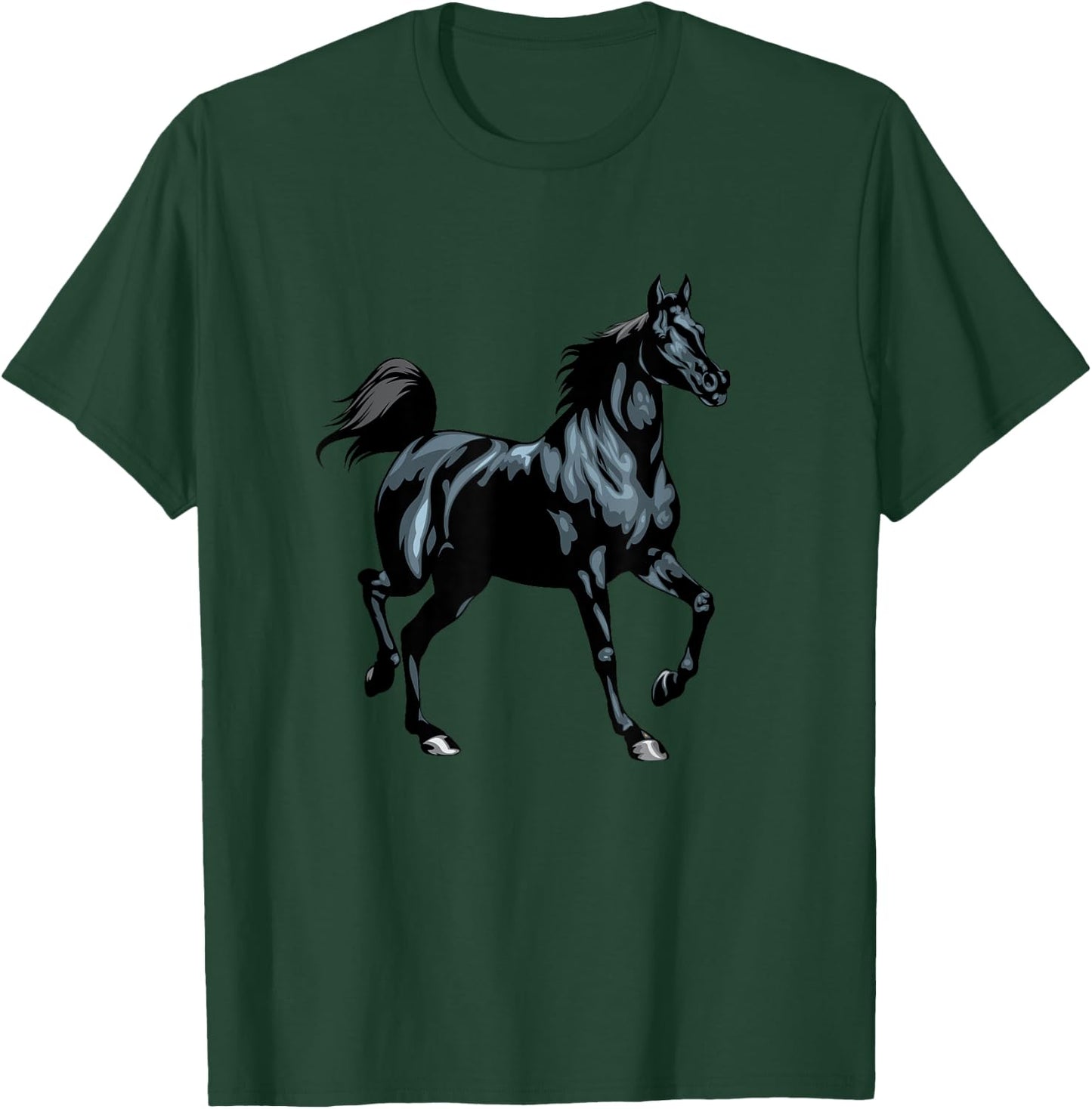 Realistic Black Arabian Horse Arabian Horse Funny T-Shirt - T-Shirt | Forest