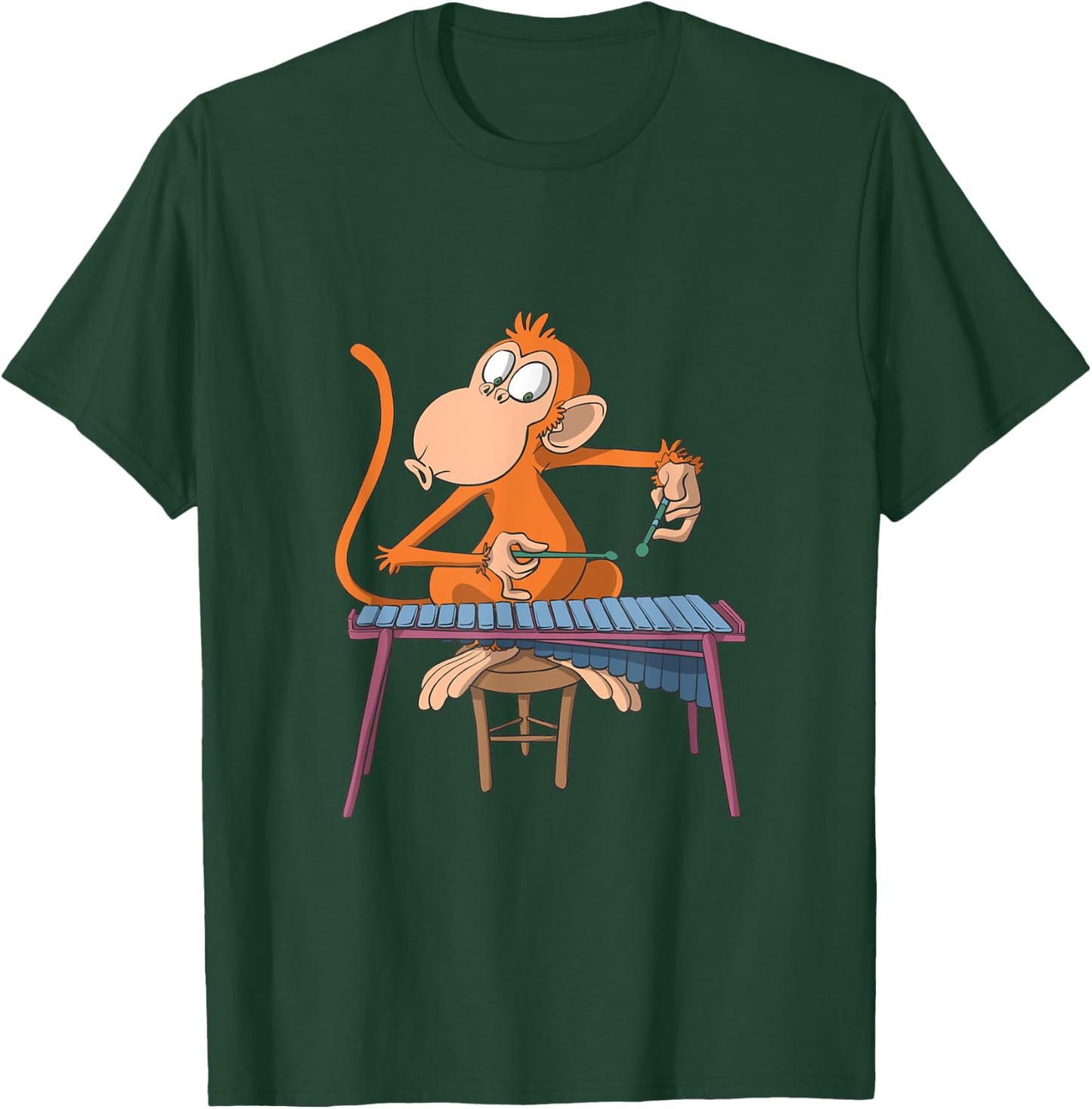 Monkey Plays Marimba Xylophone T-Shirt - T-Shirt | Forest