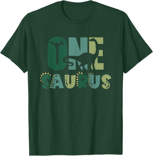 One Saurus First 1st Birthday Dinosaur Boy Toddler Kids T-Shirt - T-Shirt | Forest
