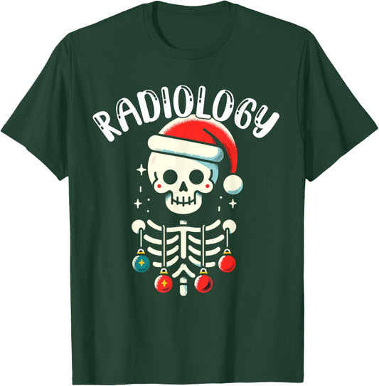 Radiology Christmas Skeleton - Santa Claus Hat X-Ray Tech T-Shirt - T-Shirt | Forest