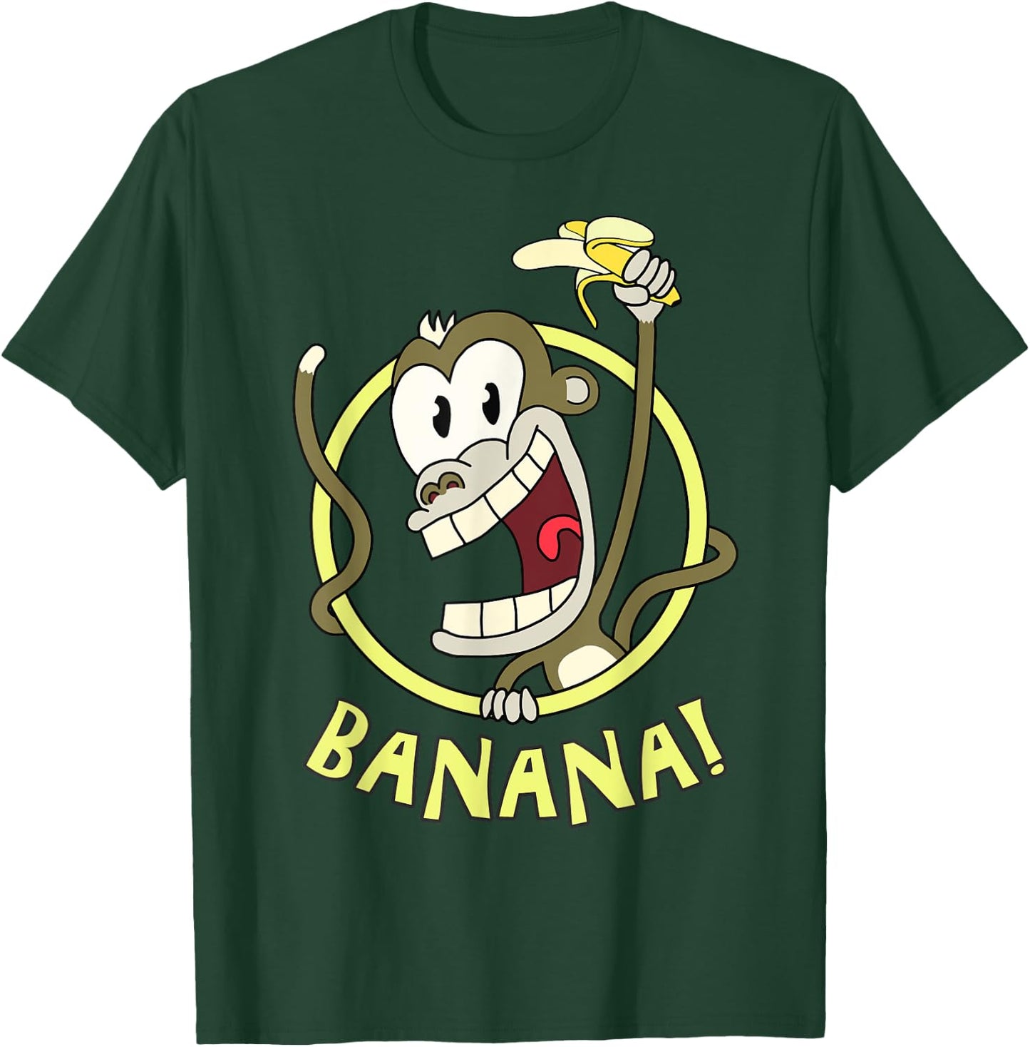 Happy Cartoon Banana Monkey.Cool, Funny and Cute. T-Shirt - T-Shirt | Forest