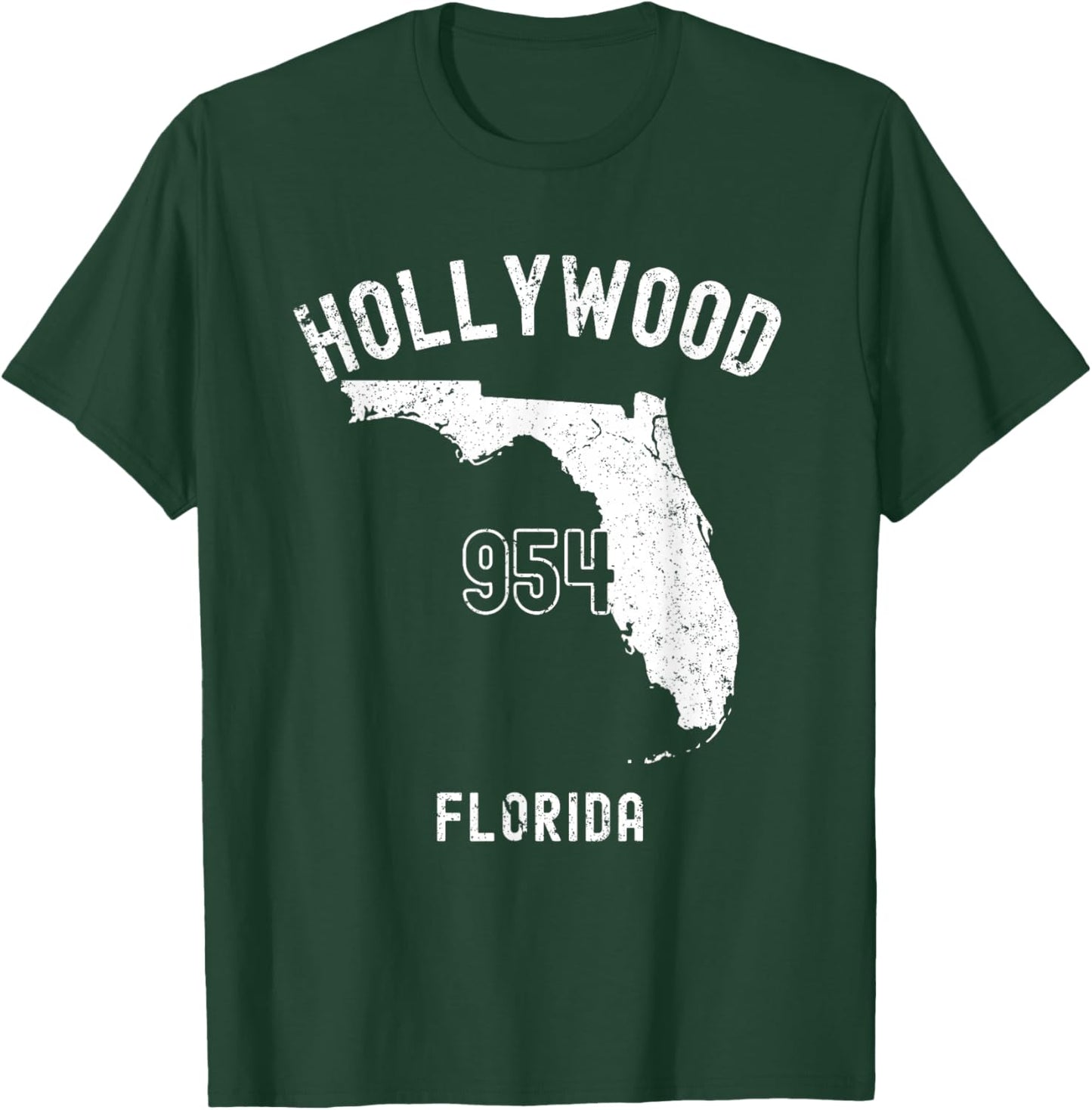 Hollywood Florida FL 954 Vintage Athletic Style T-Shirt - T-Shirt | Forest
