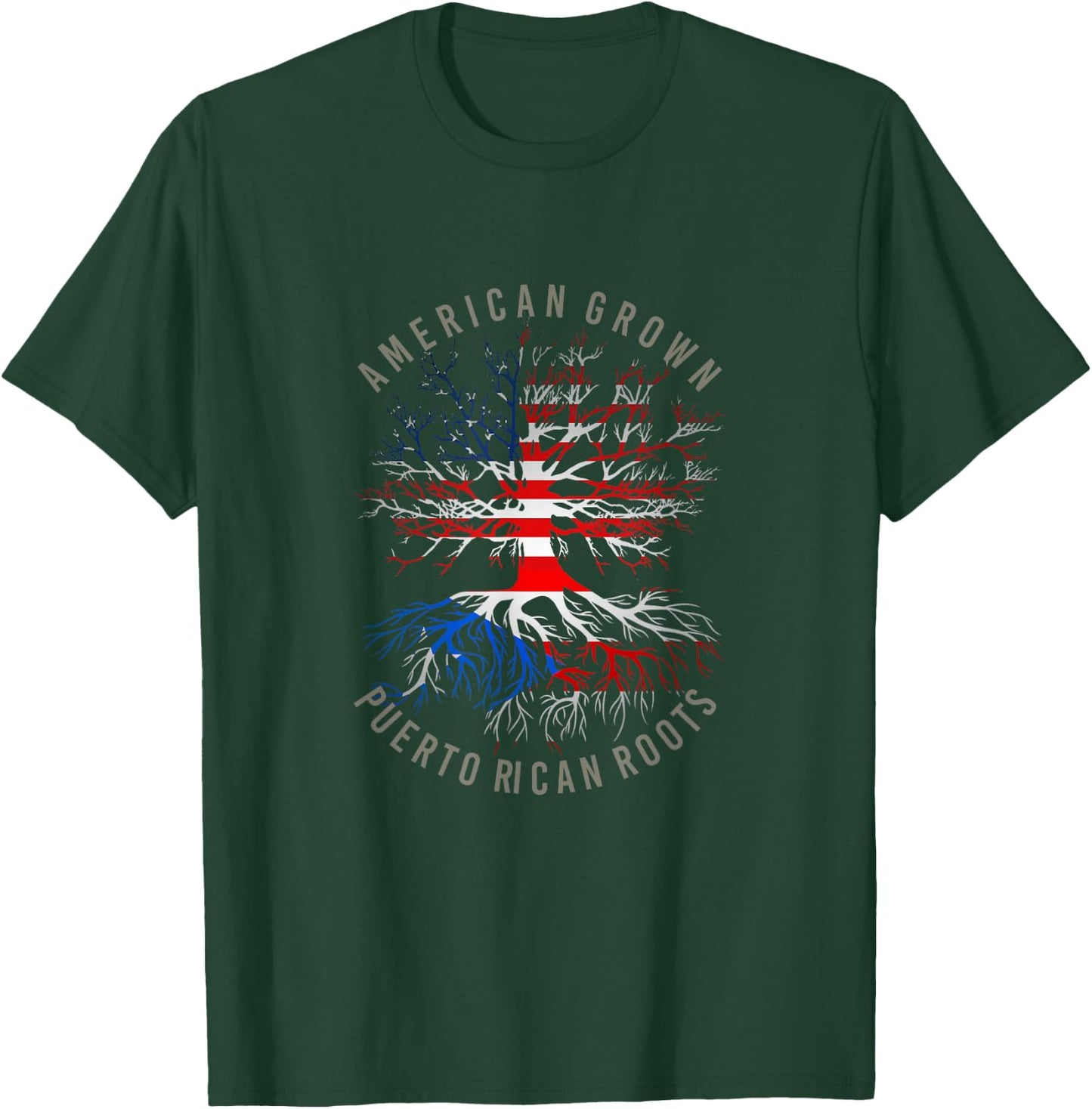American Grown Puerto Rican Roots USA Rico Flag Heritage T-Shirt - T-Shirt | Forest