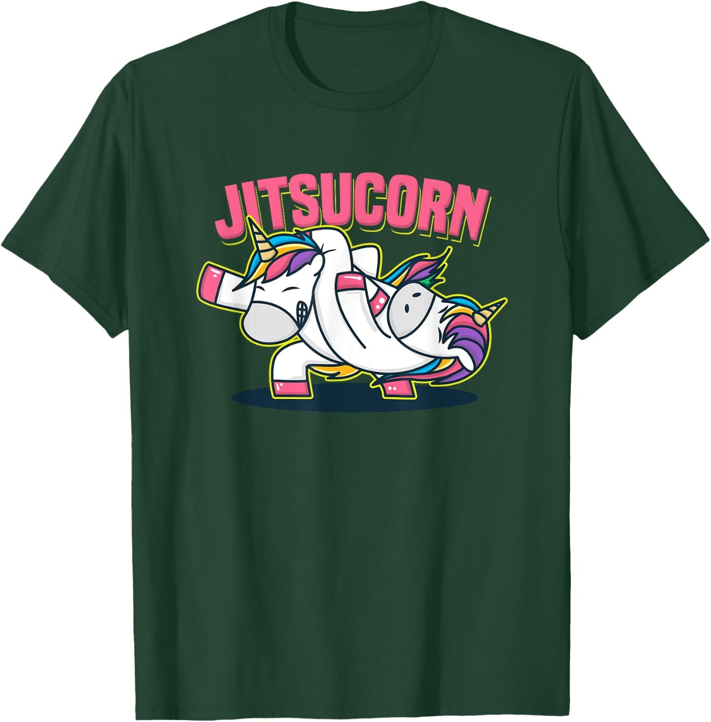 Funny Jiu Jitsu Cute Unicorn Self Defense T-Shirt - T-Shirt | Forest