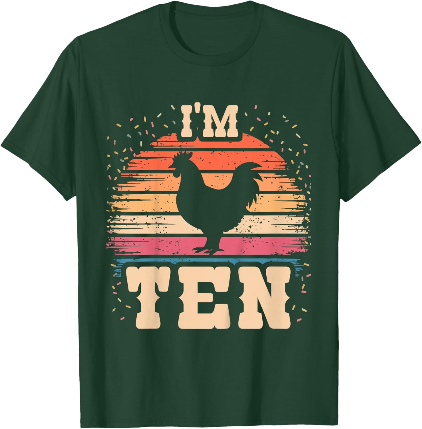 Chicken 10 Year Old Birthday Boy Girl 10th Chicken Birthday T-Shirt - T-Shirt | Forest