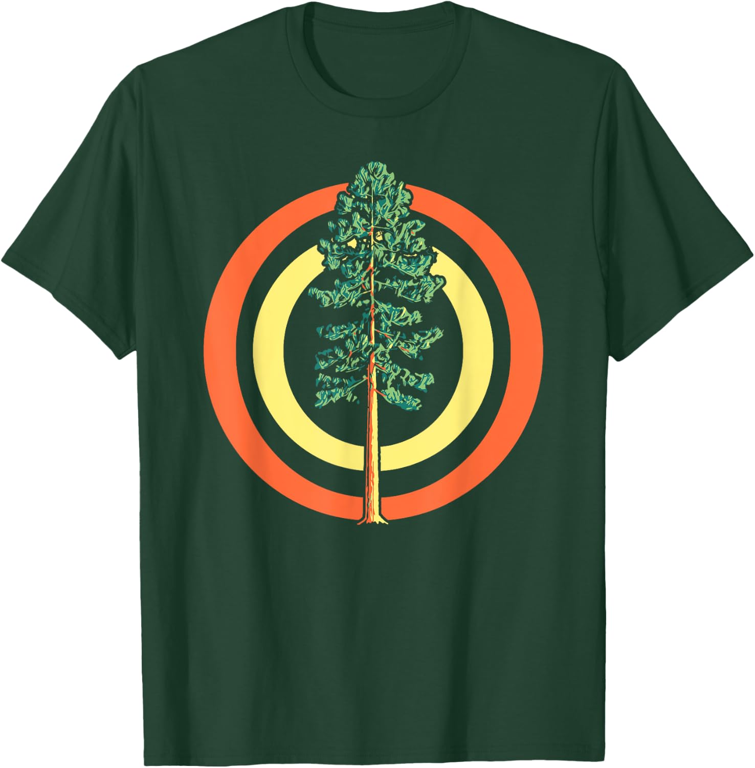 Retro Sun Minimalist Ponderosa Pine Tree Vintage Graphic T-Shirt - T-Shirt | Forest