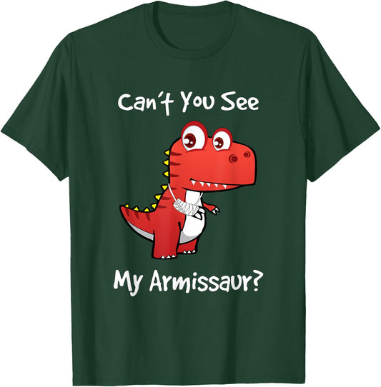 Funny Get Well Broken Arm Dinosaur with a Cast My Armissaur T-Shirt - T-Shirt | Forest