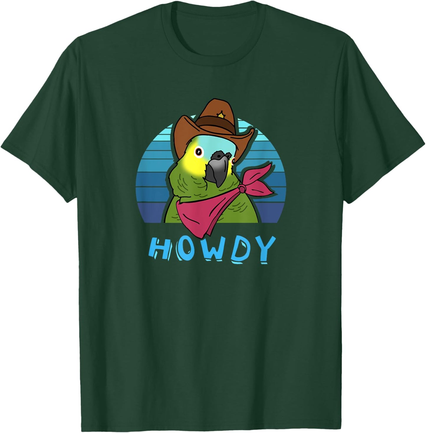 Aesthetic Howdy Parrot Funny Cowboy Blue Fronted Amazon Bird T-Shirt - T-Shirt | Forest