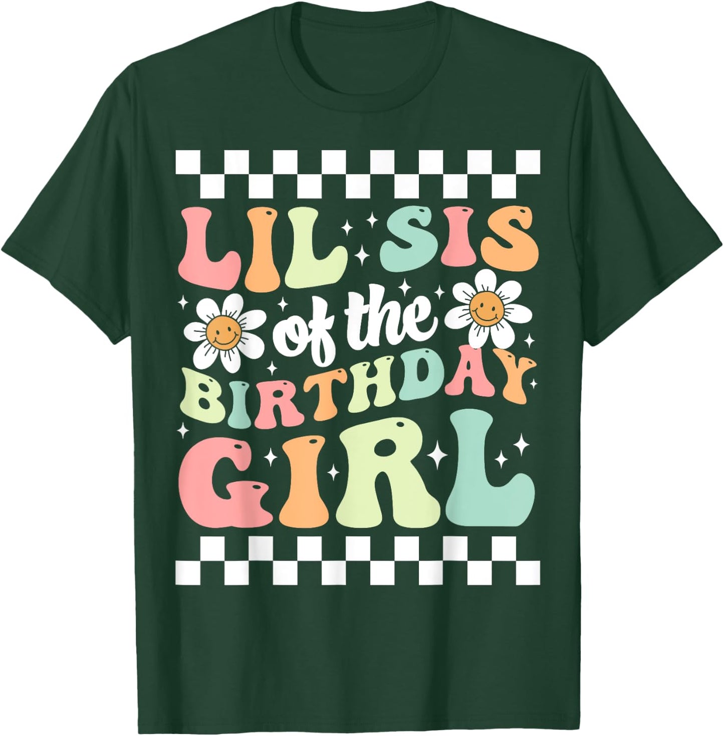 Lil Sis of The Birthday Girl Family Groovy Birthday Party T-Shirt - T-Shirt | Forest