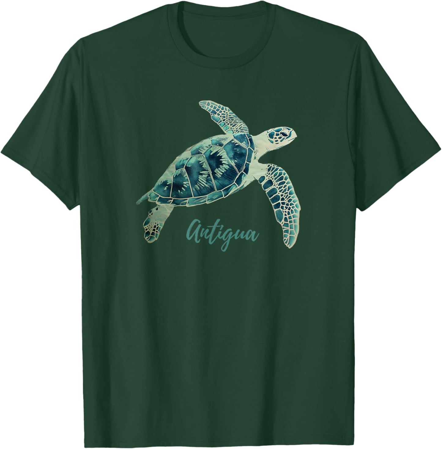 Antigua Barbuda Sea Turtle Scuba Diving Beach Travel Vintage Men Women T-Shirt - T-Shirt | Forest
