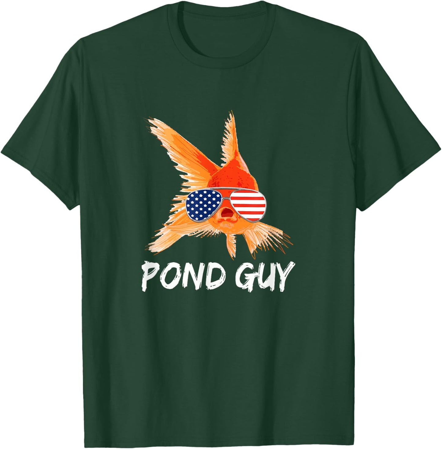 Pond Guy Goldfish Shirt Koi Carp Fish in USA Flag Sunglasses Kids Men T-Shirt - T-Shirt | Forest