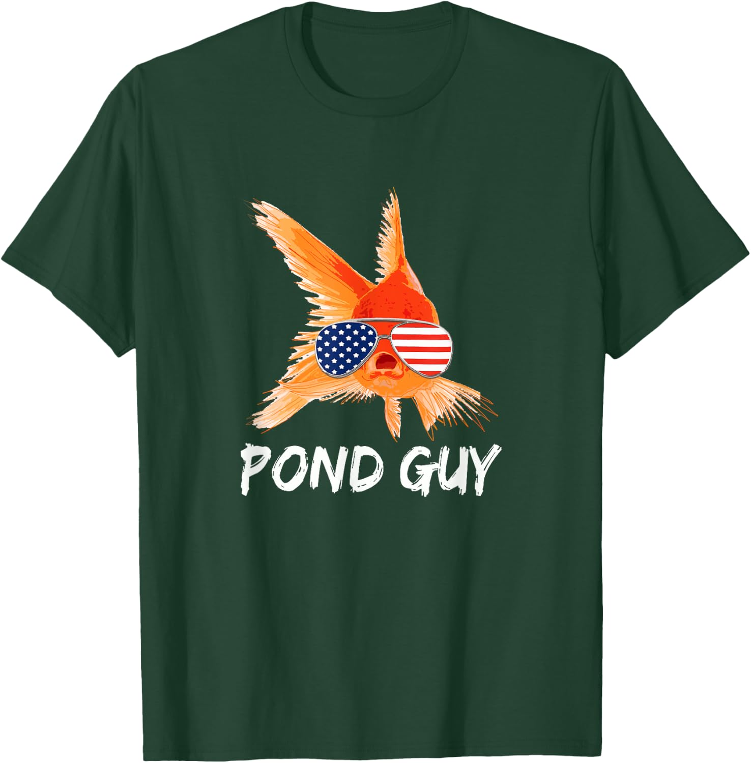 Pond Guy Goldfish Shirt Koi Carp Fish in USA Flag Sunglasses Kids Men T-Shirt - T-Shirt | Forest