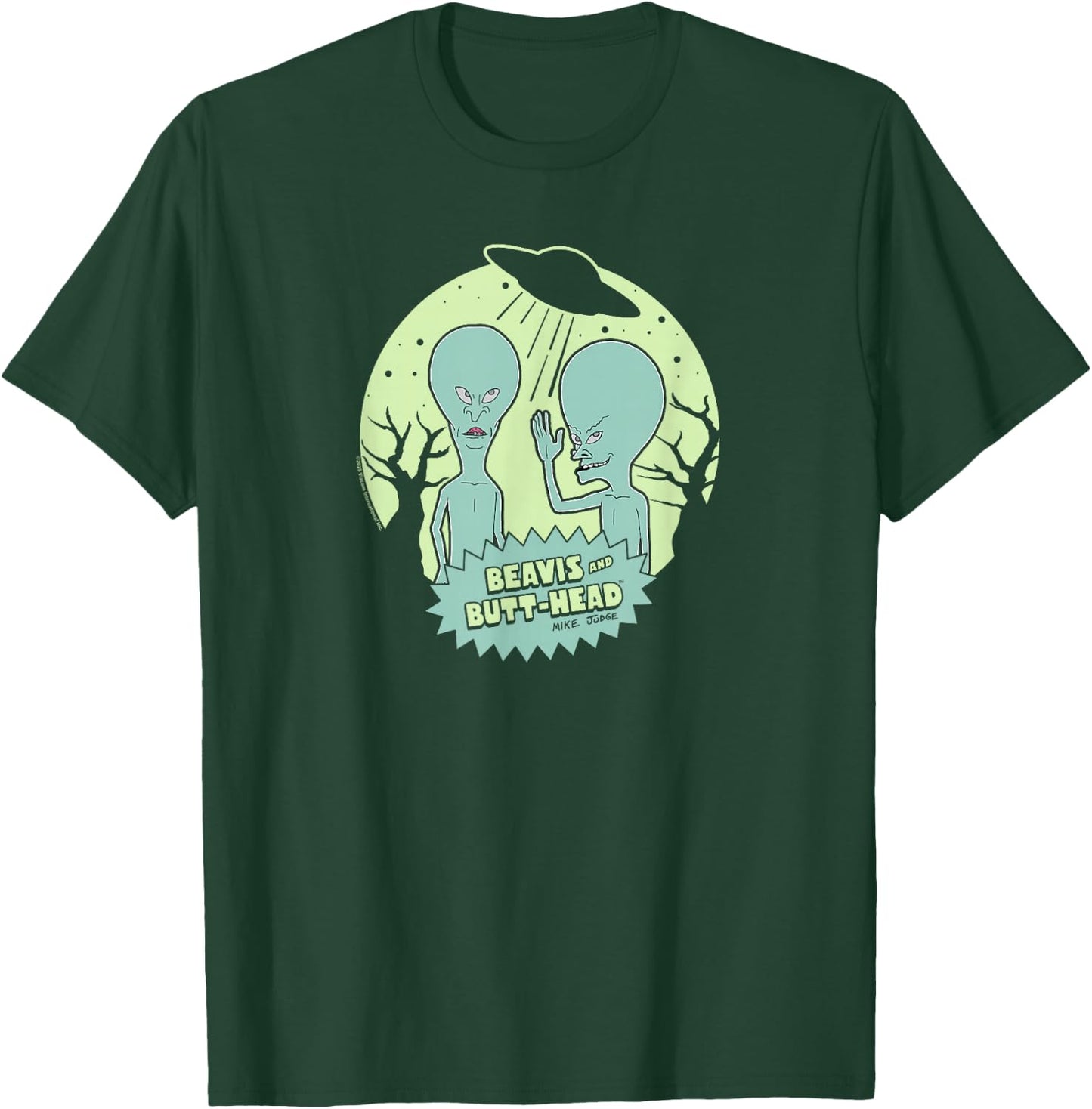 Beavis and Butt-Head Aliens with UFO Retro Funny Cartoon T-Shirt - T-Shirt | Forest