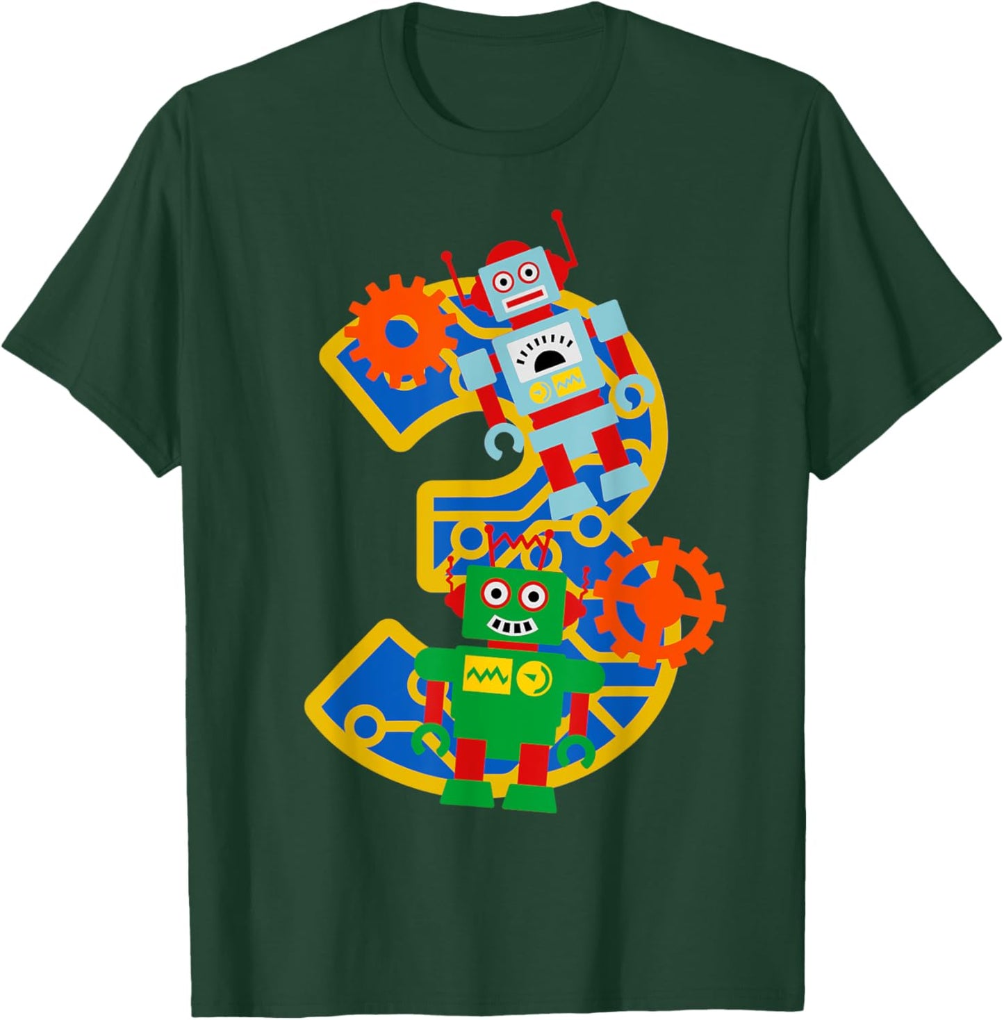 3rd Birthday Boy 3 Year Old Little Robot Robotics Engineer T-Shirt - T-Shirt | Forest
