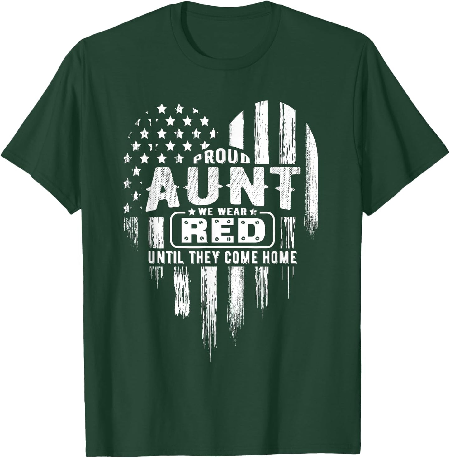 Proud Aunt Red Friday Military Family American Flag Heart Women Kids Men T-Shirt - T-Shirt | Forest