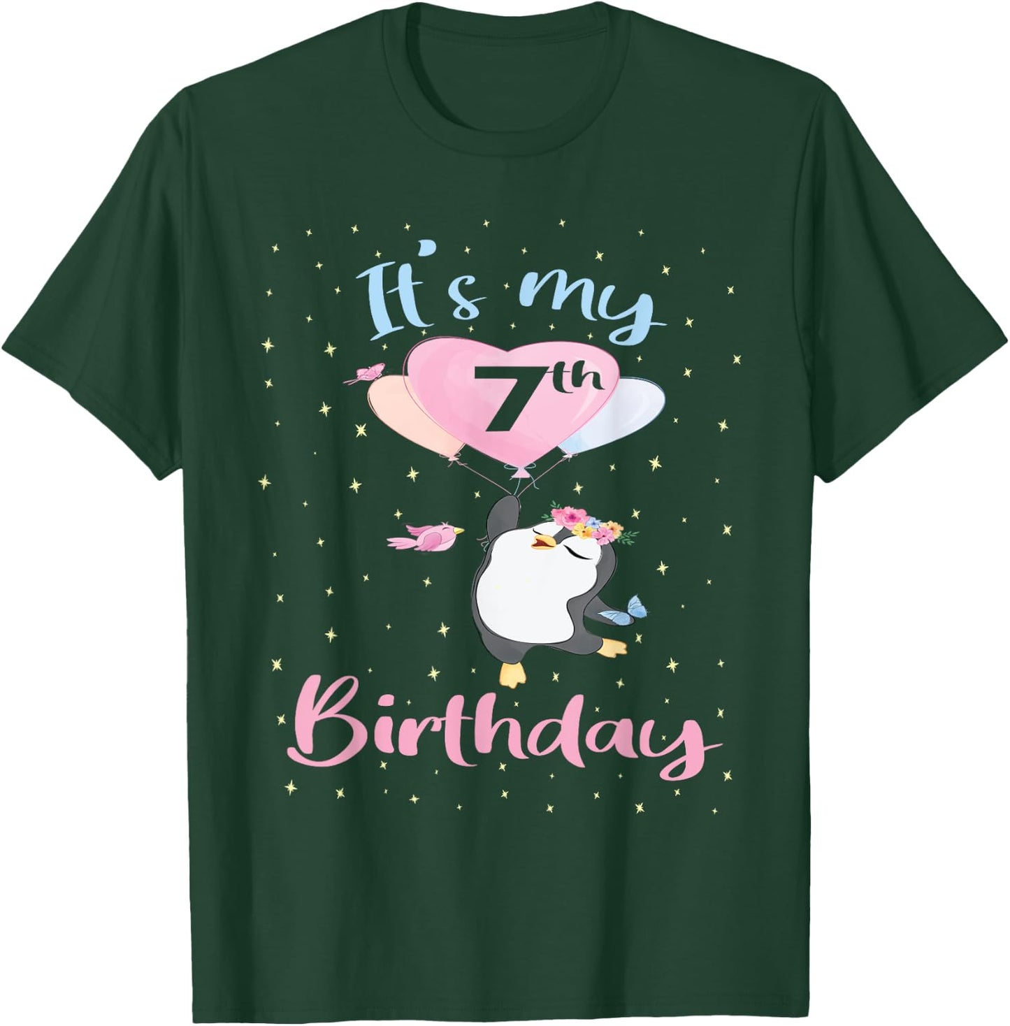 It's My 7th Birthday Penguin Girl 7 Years Old B-day T-Shirt - T-Shirt | Forest