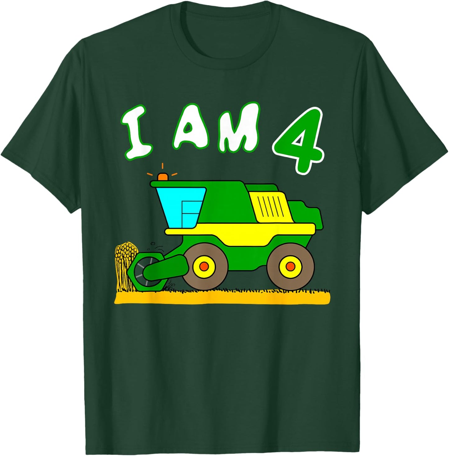 Combine Harvester Birthday 4 Year T-Shirt - T-Shirt | Forest
