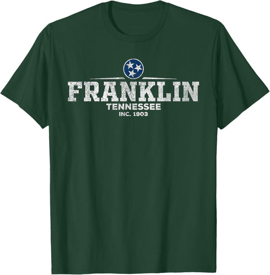 Franklin Tennessee Designs -Adults, -Kids Black Cotton Short Sleeve Small T-Shirt - T-Shirt | Forest