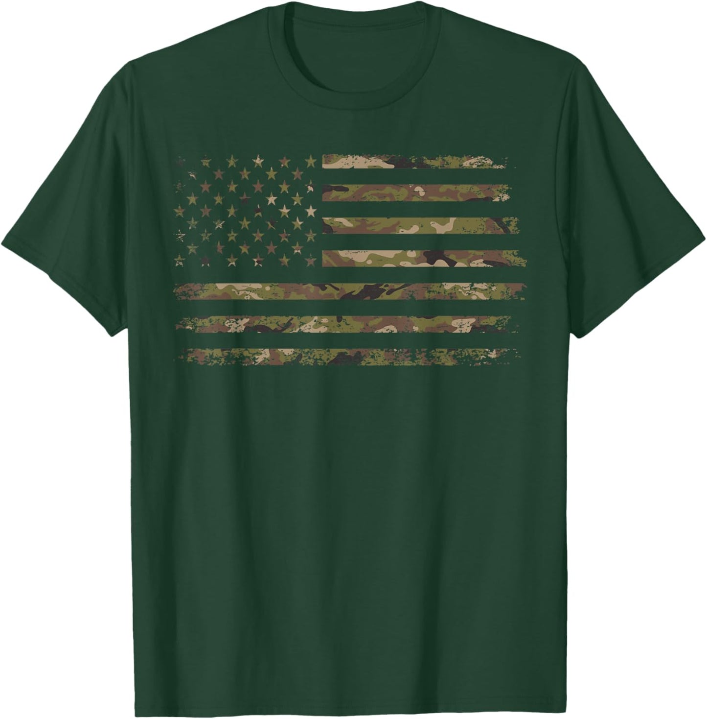Camo American Flag USA Camouflage Men Boys Women Girls Kids T-Shirt - T-Shirt | Forest