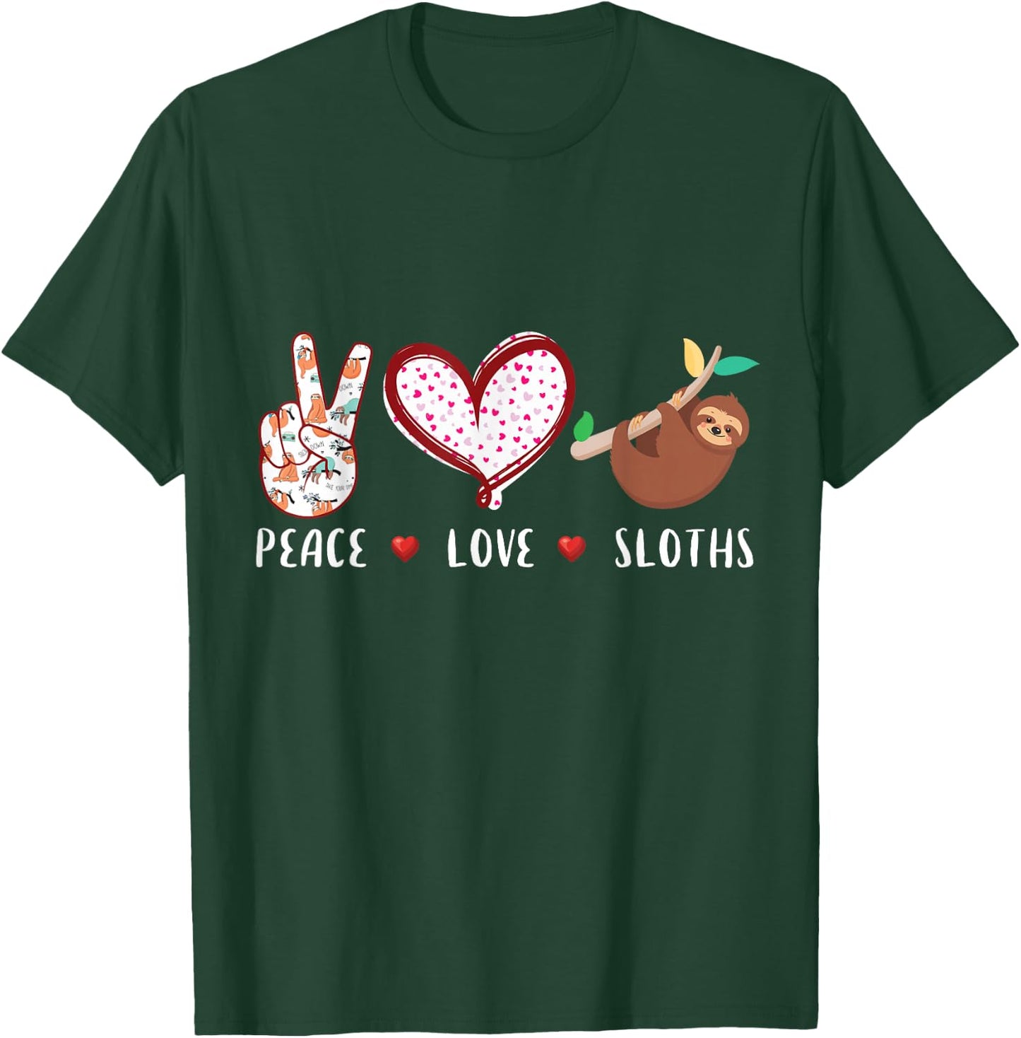 Peace Love Sloths Gifts Men Women Kids Boys & Girls Sloth T-Shirt - T-Shirt | Forest