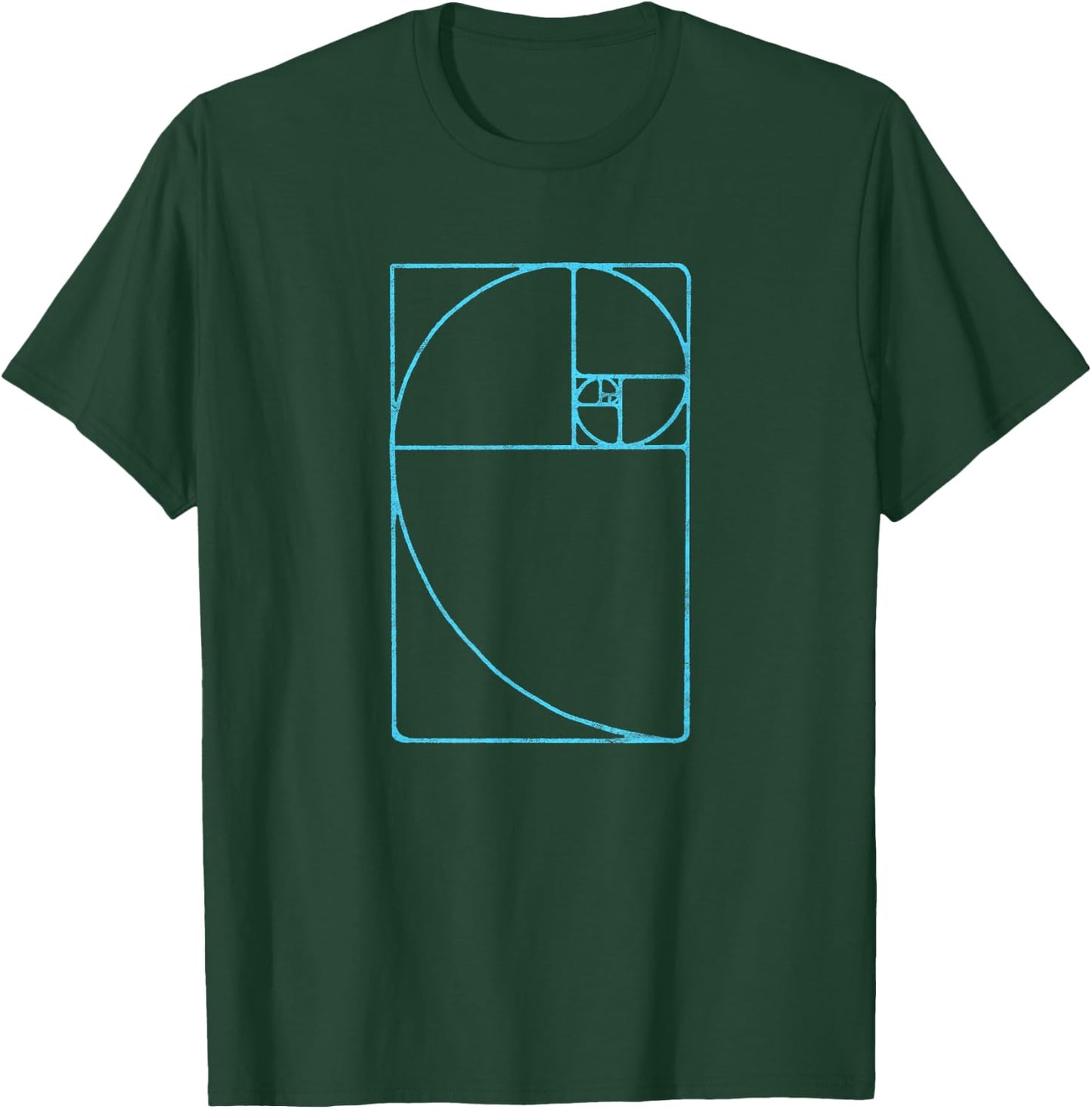 Blue Fibonacci Sequence Golden Ratio Spiral Distressed T-Shirt - T-Shirt | Forest