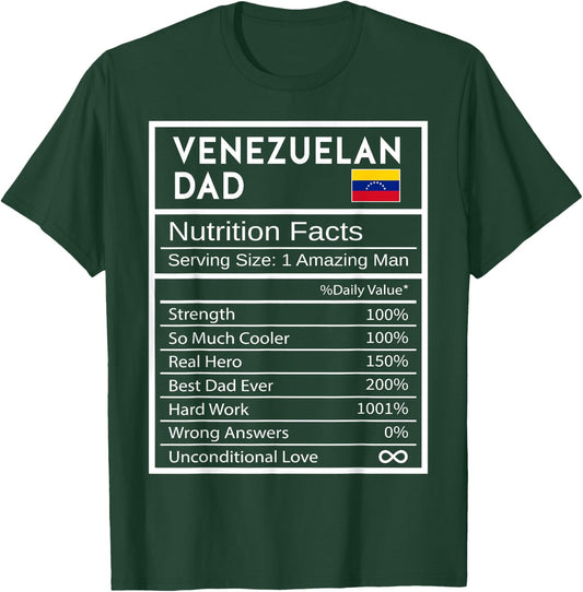 Venezuelan Dad Nutrition Facts National Pride Gift Dad T-Shirt - T-Shirt | Forest