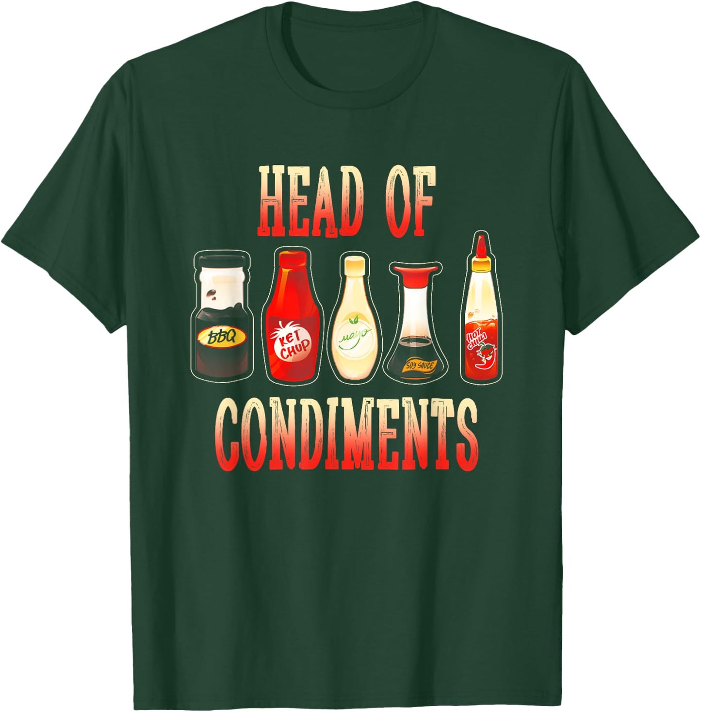 Head Of Condiments Barbecue BBQ Ketchup Mustard Sauce T-Shirt - T-Shirt | Forest