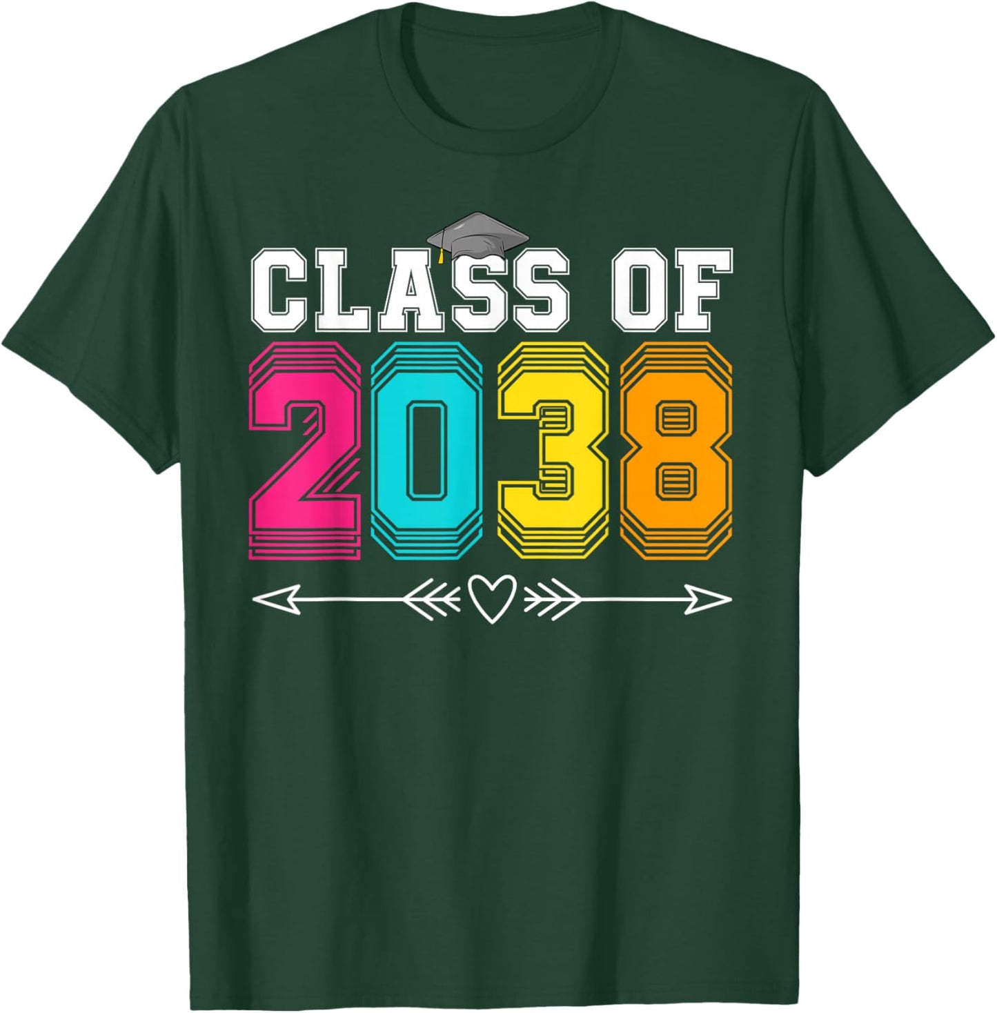 First Day Of School Class Of 2038 Graduation Grow With Me T-Shirt - T-Shirt | Forest