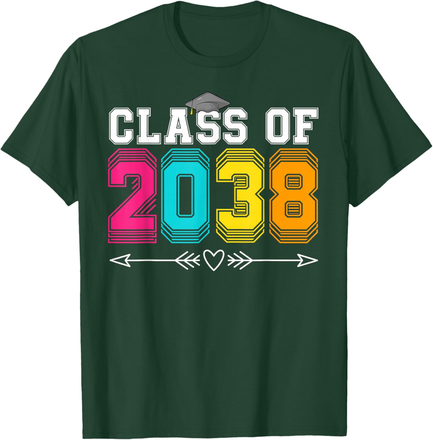 First Day Of School Class Of 2038 Graduation Grow With Me T-Shirt - T-Shirt | Forest