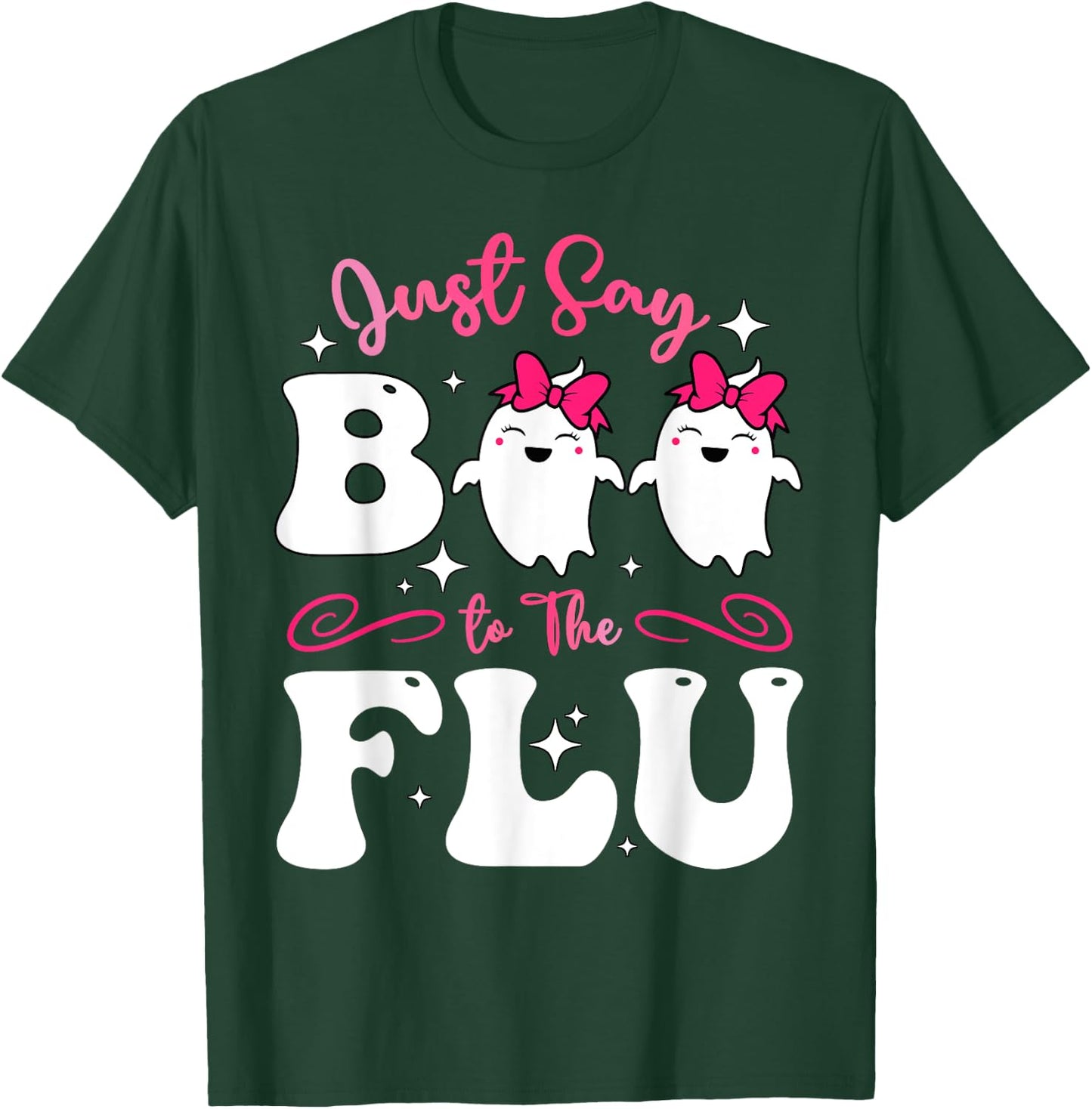 Say Boo To The Flu Halloween Coquette Bow Ghost Boo To Flu T-Shirt - T-Shirt | Forest