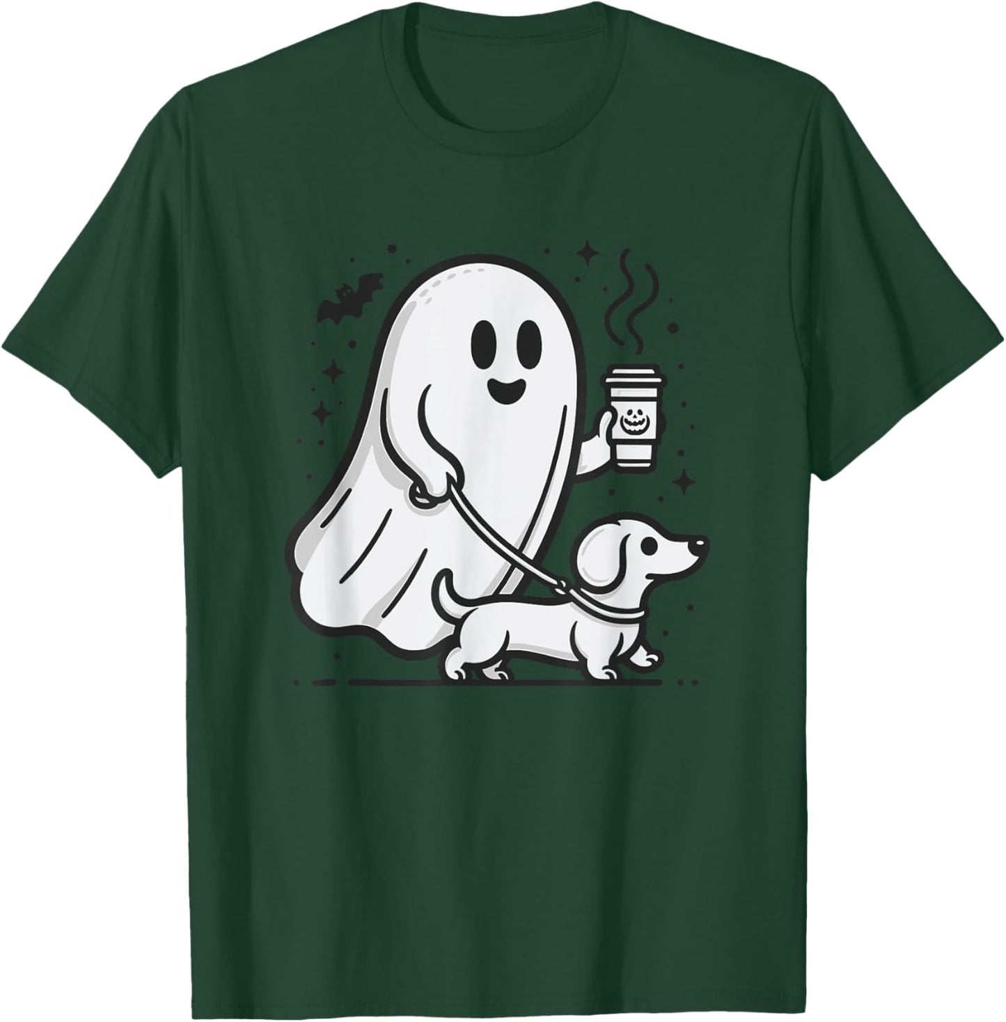 Funny Dachshund Ghost Halloween Spooky Season Weenie Dog T-Shirt - T-Shirt | Forest