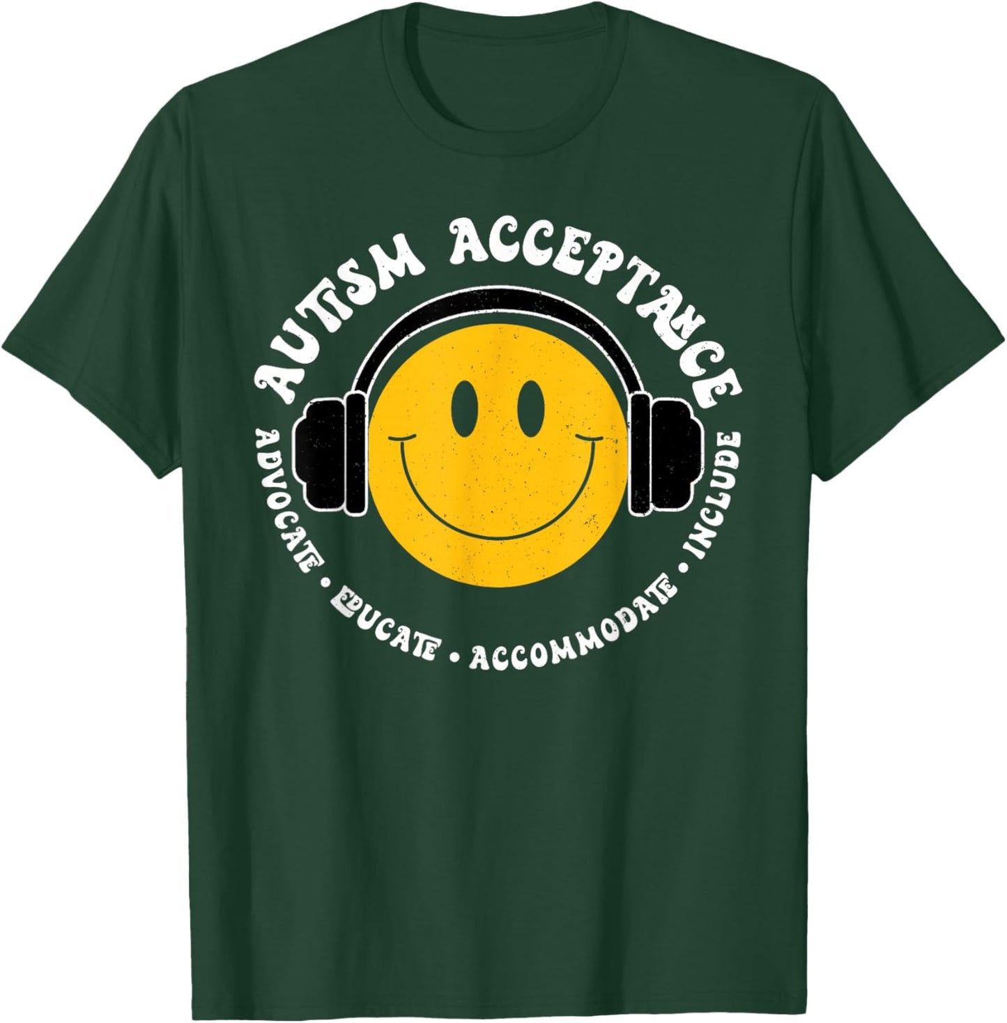 Autism Awareness Acceptance Smile Face Funny Kids Boys T-Shirt - T-Shirt | Forest