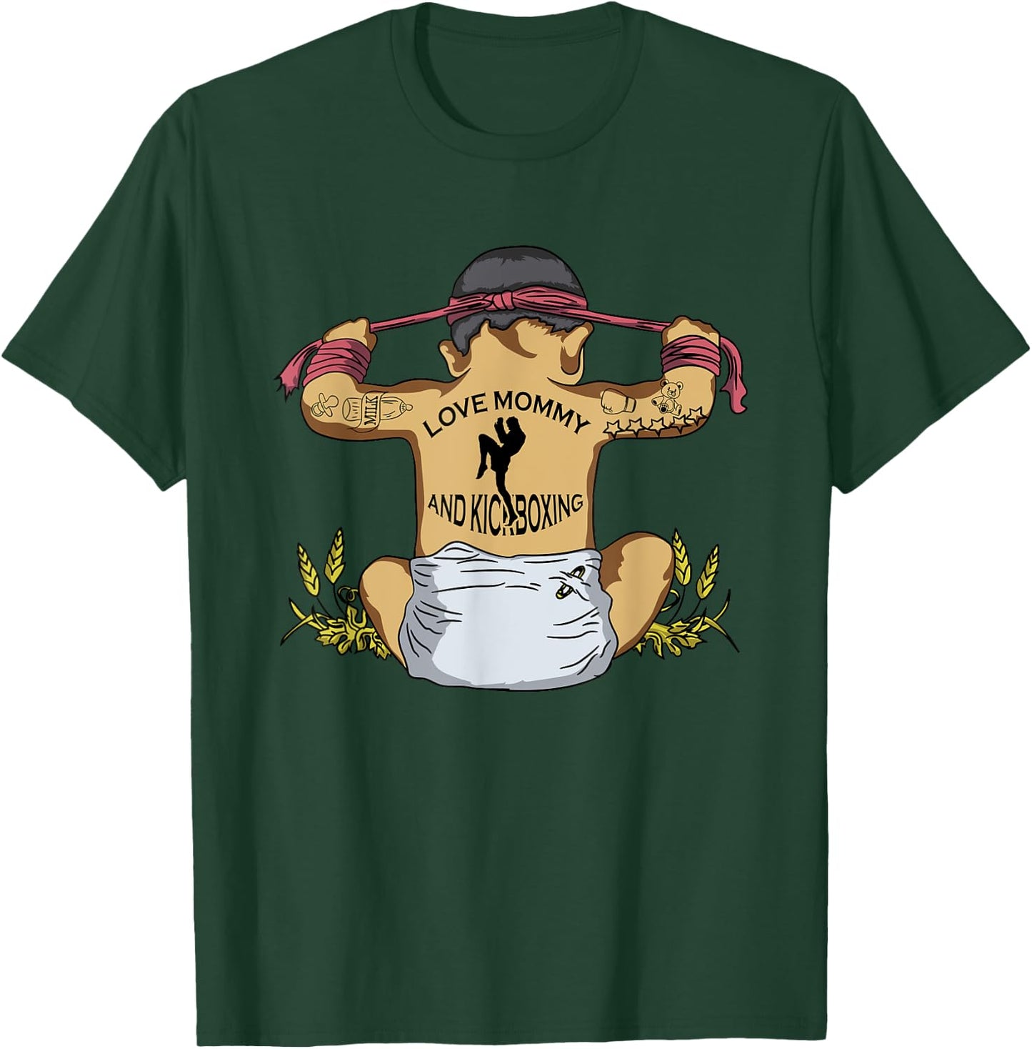 Kickboxing Muay Thai Training Fitness Baby Love Mommy Gift T-Shirt - T-Shirt | Forest