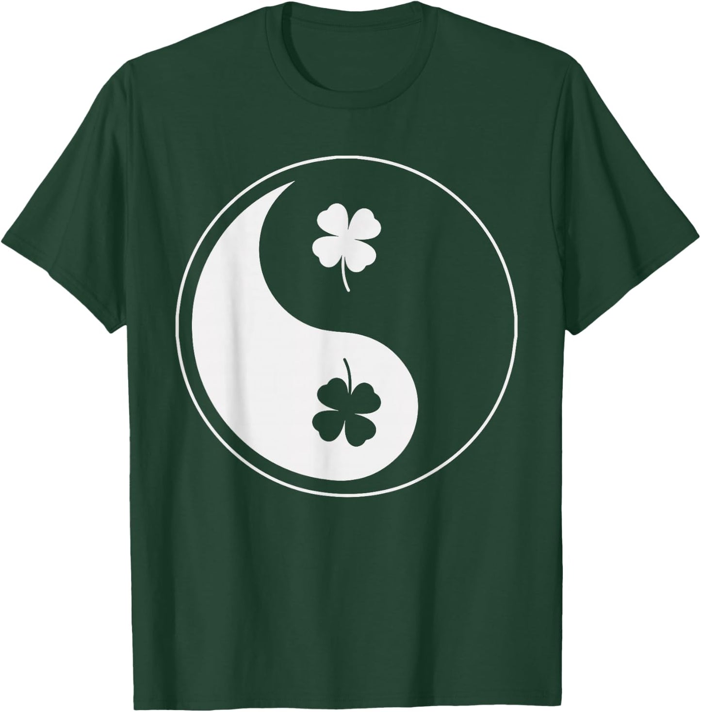 Shamrock Yin Yang Shirt Yoga Meditation St Patricks Day T-Shirt - T-Shirt | Forest