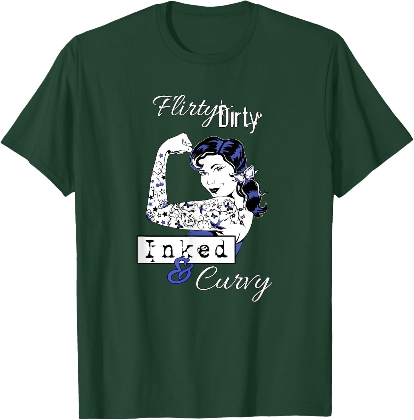 Flirty Dirty Inked Curvy Women BDSM Cute Adult Tattoo Humor T-Shirt - T-Shirt | Forest