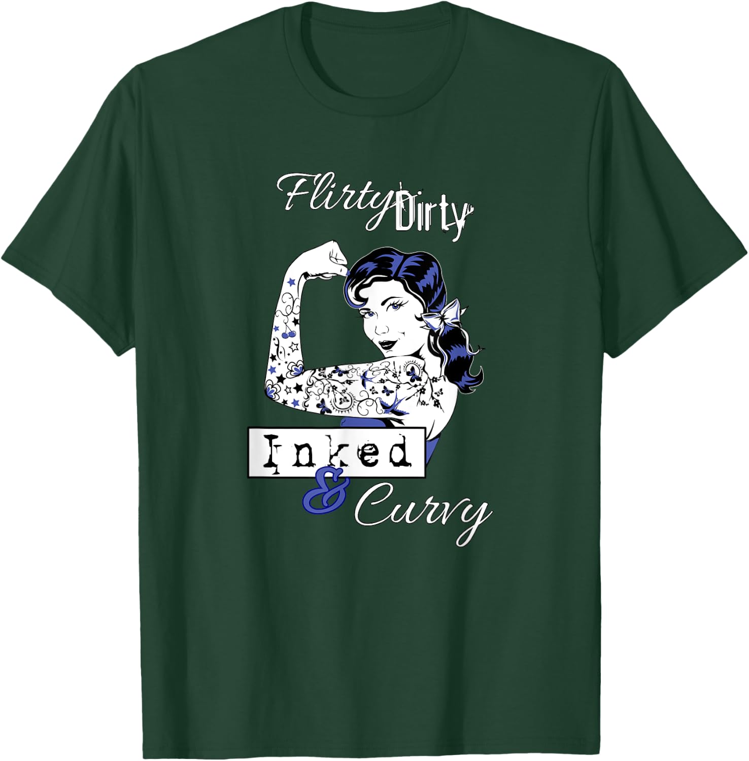 Flirty Dirty Inked Curvy Women BDSM Cute Adult Tattoo Humor T-Shirt - T-Shirt | Forest
